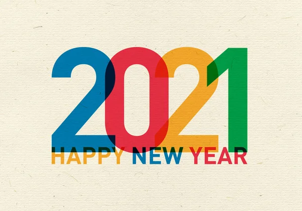 2021 Happy New Year Vintage Card World Different Languages Colors — Stock Photo, Image