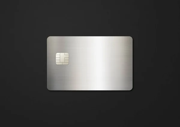ブラックを基調としたシルバークレジットカードテンプレート 3Dイラスト — ストック写真
