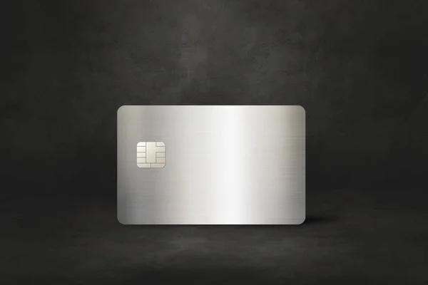 Silver Kreditkort Mall Svart Betong Bakgrund Illustration — Stockfoto