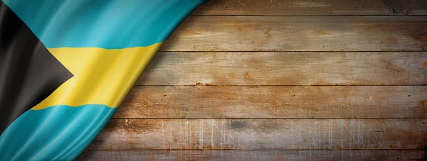 Bahamas Flag Vintage Wood Wall Horizontal Panoramic Banner — Stock Photo, Image