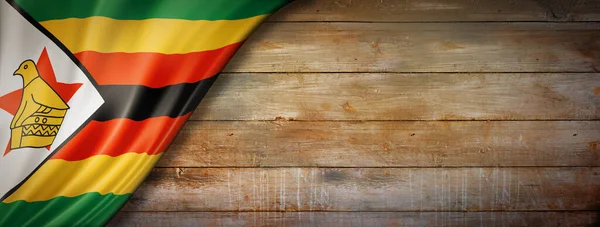 짐바브웨는 빈티지 깃발을 꽂는다 파노라마 — 스톡 사진