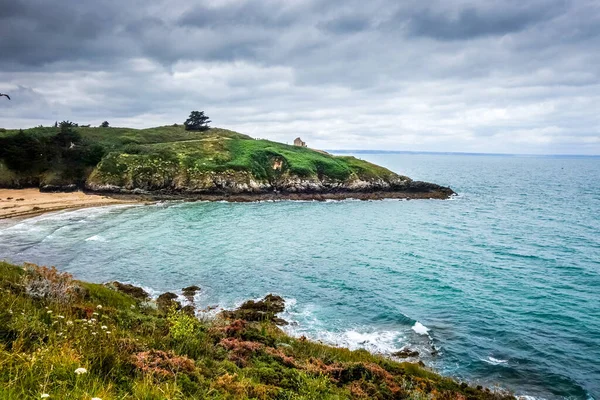 Caleta Paisaje Playa Pleneuf Val Andre Bretaña Francia — Foto de Stock