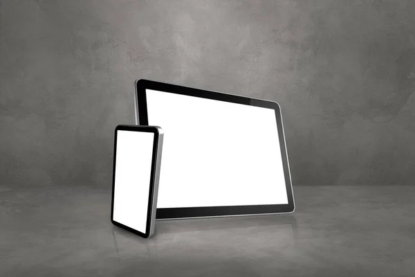 Cellulare Tablet Digitale Sulla Scena Concreta Dell Ufficio Illustrazione — Foto Stock