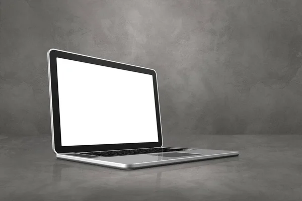 Laptop Computer Auf Konkretem Bürohintergrund Illustration — Stockfoto