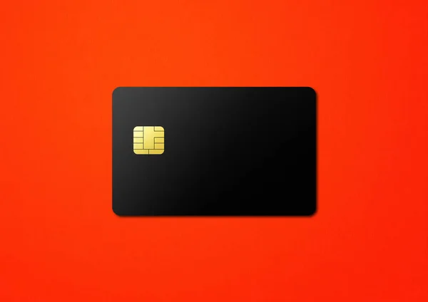 Black Credit Card Template Red Background Illustration — Stock Photo, Image