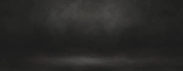 Черный Бетонный Внутренний Фон Баннер Пустой Горизонтальный Шаблон Сцены — стоковое фото