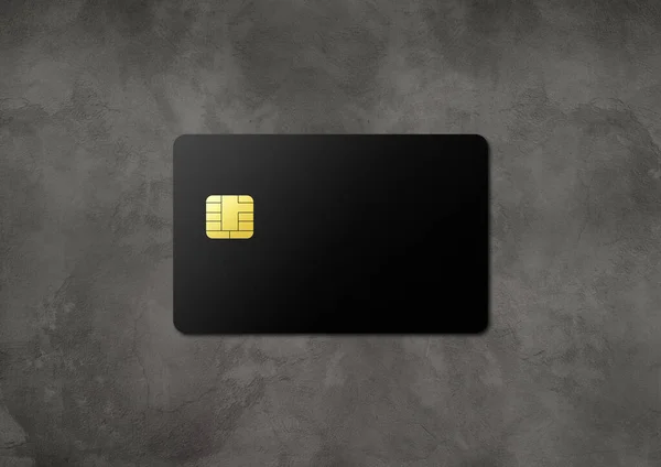 Шаблон Чорної Кредитної Картки Темному Бетонному Фоні Ілюстрація — стокове фото