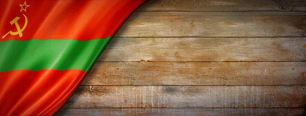 Transnistria State Flag Vintage Wood Wall Horizontal Panoramic Banner — Stock Photo, Image