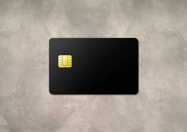 Zwart Credit Card Sjabloon Een Concrete Achtergrond Illustratie — Stockfoto