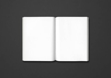 Siyah arkaplanda izole edilmiş açık kitap
