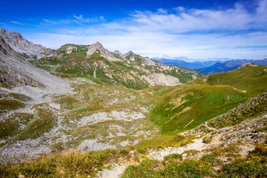 Pralognan la Vanoise 'deki dağ manzarası. Fransız Alpleri