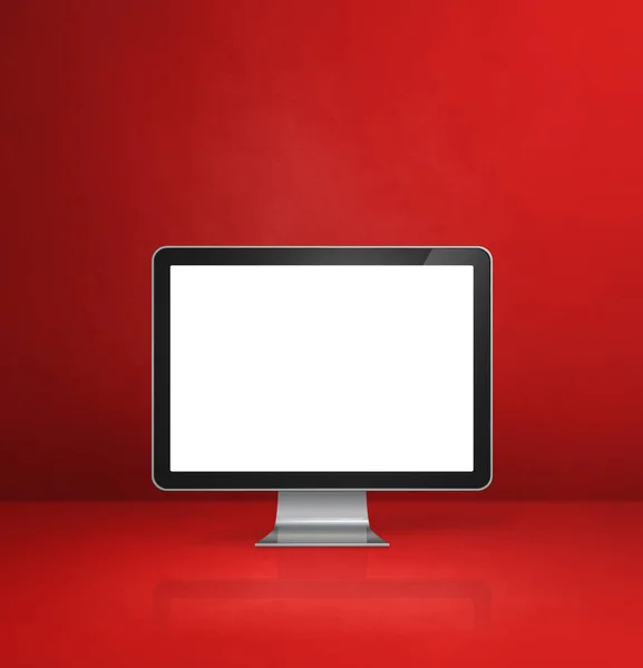 Bilgisayar Bilgisayarı Kırmızı Ofis Masası Geçmişi Görüntü — Stok fotoğraf