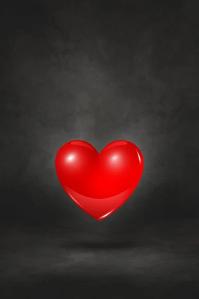 Red Heart Isolated Black Studio Background Illustration — Stock Photo, Image