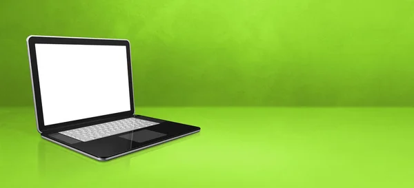 Yeşil Ofis Arkaplanındaki Dizüstü Bilgisayar Görüntü — Stok fotoğraf