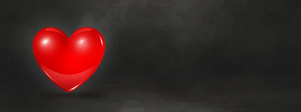 Rødt Hjerte Isoleret Sort Studie Banner Illustration - Stock-foto