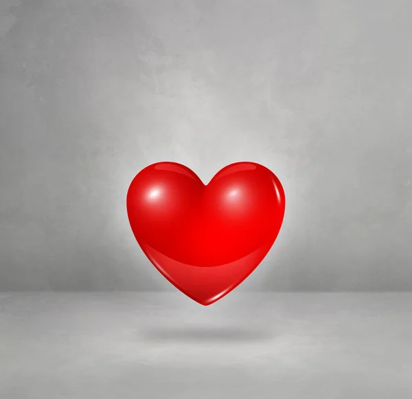 Rødt Hjerte Isoleret Betonstudie Baggrund Illustration - Stock-foto
