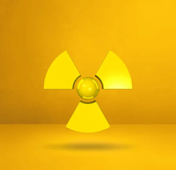 Radioaktiv Symbol Isolerad Gul Studio Bakgrund Illustration — Stockfoto