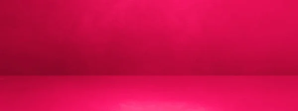 Rózsaszín Beton Belső Háttér Banner Üres Sablonjelenet — Stock Fotó