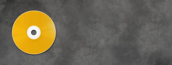 Жовтий Шаблон Макетів Dvd Ізольований Горизонтальному Бетонному Банері — стокове фото
