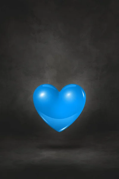 Blue Heart Isolated Black Studio Background Illustration — Stock Photo, Image