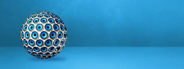 Speakers Sphere Isolated Blue Studio Banner Illustration — Stock Photo, Image