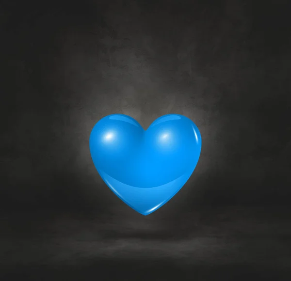 Blue Heart Isolated Black Studio Background Illustration — Stock Photo, Image