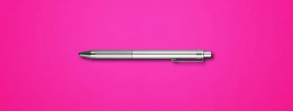 Stahl Metallstift Isoliert Auf Rosa Hintergrund Banner — Stockfoto