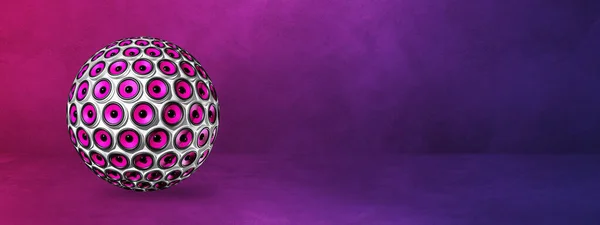 Speakers Sphere Isolated Purple Studio Banner Illustration — Stock Photo, Image