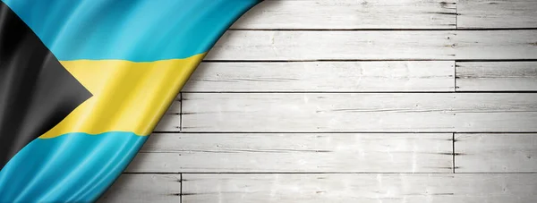 Bahamas Flag Old White Wall Horizontal Panoramic Banner — Stock Photo, Image