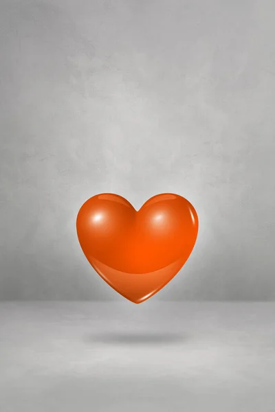 Orange Heart Isolated Concrete Studio Background Illustration — Stock Photo, Image