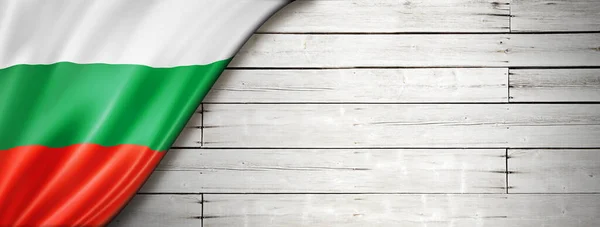 Bulgaria Flag Old White Wall Horizontal Panoramic Banner — Stock Photo, Image