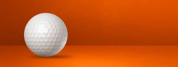 Bola Golfe Branco Isolado Banner Estúdio Laranja Ilustração — Fotografia de Stock