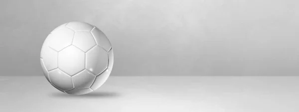 Λευκή Μπάλα Ποδοσφαίρου Απομονωμένη Ένα Κενό Πανό Στούντιο Απεικόνιση — Φωτογραφία Αρχείου