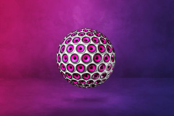 Speakers Sphere Isolated Purple Studio Background Illustration — Stock Photo, Image