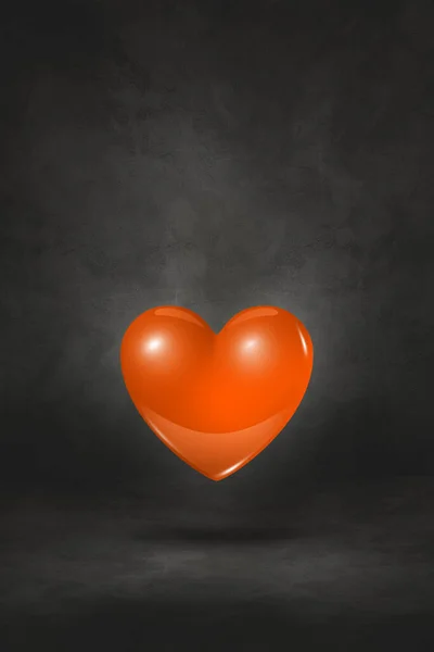 Orange Heart Isolated Black Studio Background Illustration — Stock Photo, Image