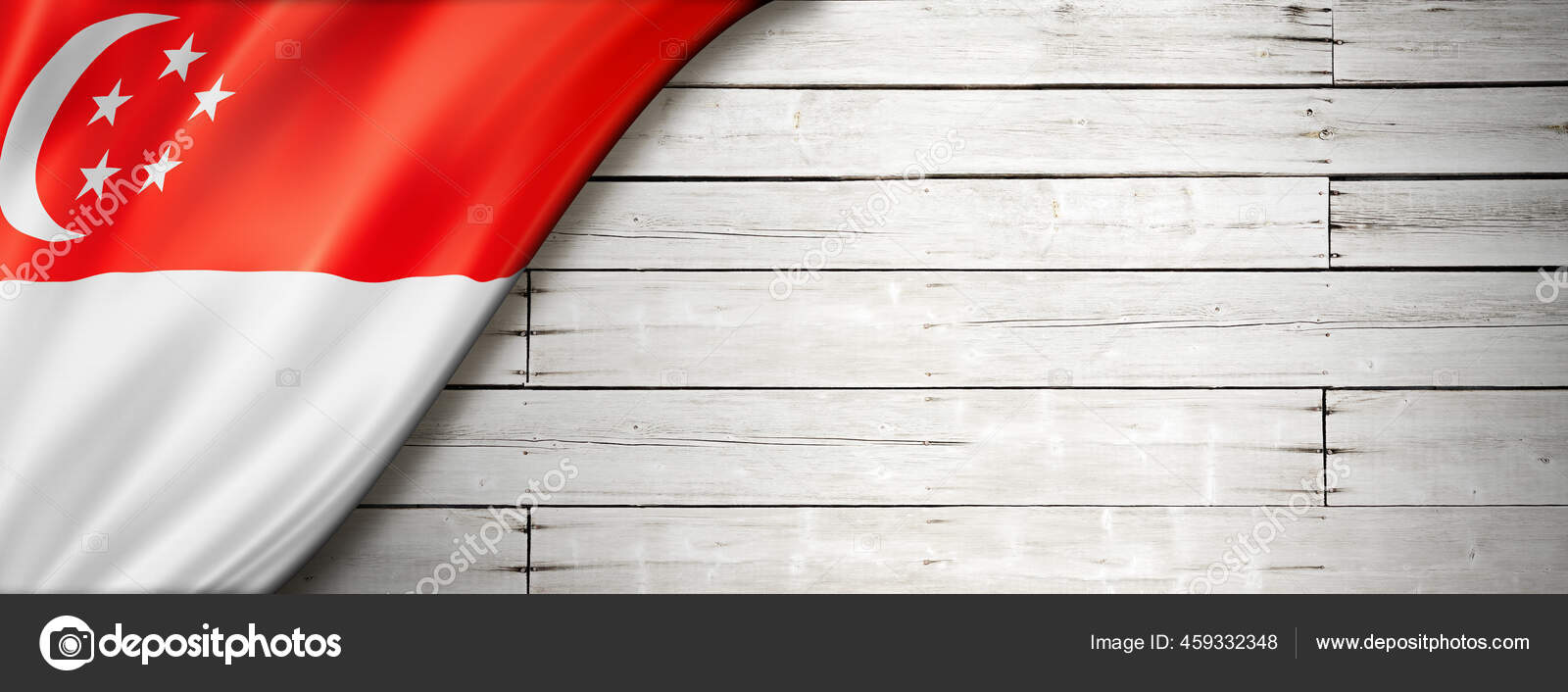 Singapur Flagge Alter Weisser Wand Horizontales Panorama Banner Redaktionelles Stockfoto C Daboost 459332348