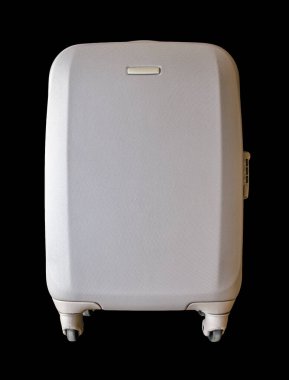 Seyahat et modern bavul siyah arka planda izole