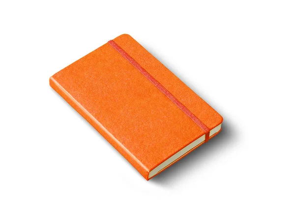 Cuaderno Naranja Cerrado Mockup Aislado Blanco — Foto de Stock