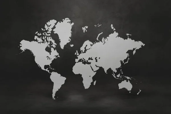 World Map Isolated Black Wall Background Illustration — Stock Photo, Image