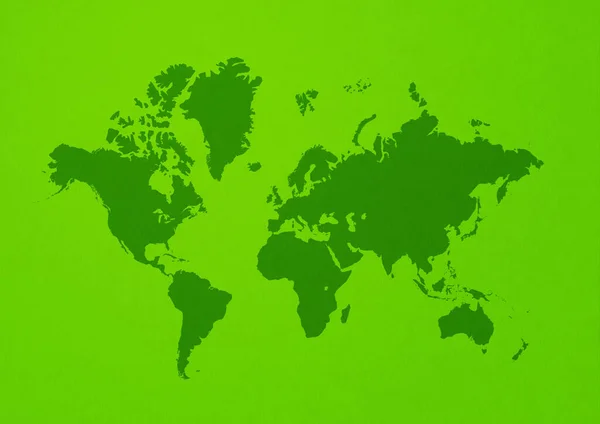 Mapa Del Mundo Aislado Sobre Fondo Pared Verde —  Fotos de Stock