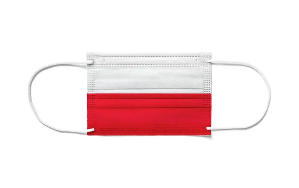 Flag Poland Disposable Surgical Mask White Background Isolated — Stock Photo, Image