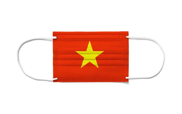 Bendera Vietnam Pada Masker Bedah Sekali Pakai Latar Belakang Putih — Stok Foto