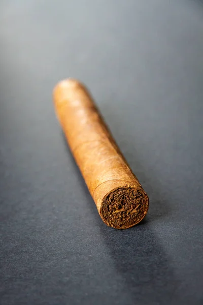 Brun Kubansk Cigarr Isolerad Grå Bakgrund — Stockfoto