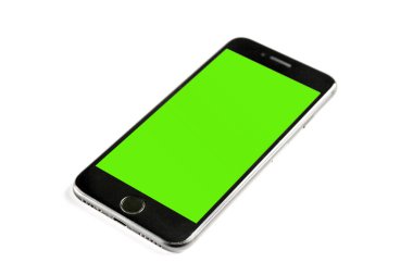 Paris - Fransa - 23 Mart 2021: iphone akıllı telefon boş model şablonu, beyaz arkaplan