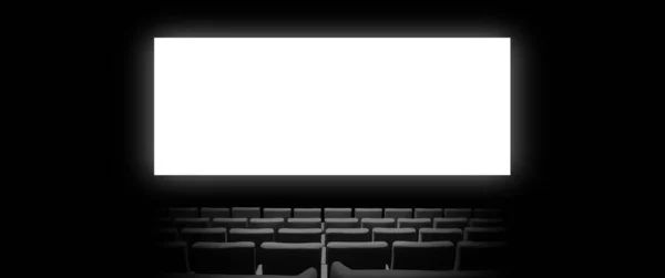 Cinema Cinema Con Sedili Velluto Uno Schermo Bianco Vuoto Copia — Foto Stock