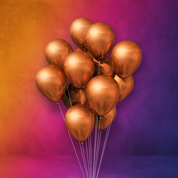 Χαλκός Μπαλόνια Δέσμη Ένα Φόντο Τοίχο Ουράνιο Τόξο Απεικόνιση — Φωτογραφία Αρχείου