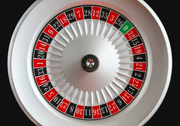 Casino Roulette Wheel Isolated Black Background — Stock Photo, Image