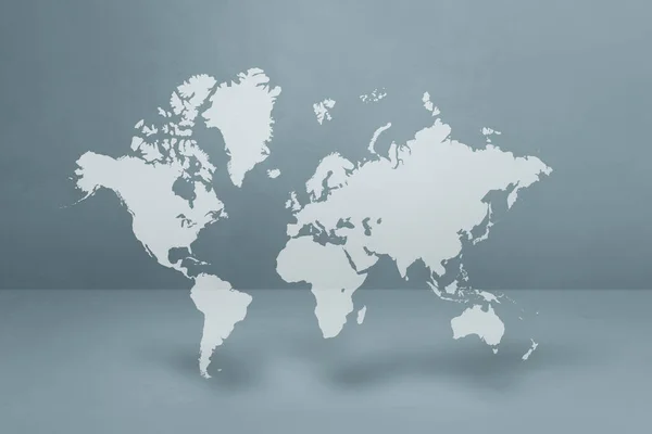 Карта Світу Ізольована Сірому Тлі Стіни Ілюстрація — стокове фото