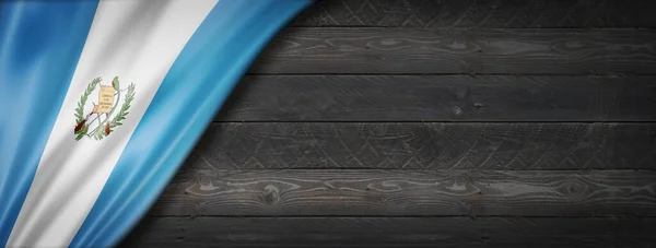 Прапор Гватемали Чорній Дерев Яній Стіні Горизонтальний Панорамний Прапор — стокове фото
