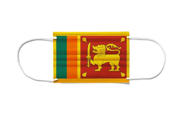 Прапор Шрі Ланки Одноразовій Хірургічній Масці Білий Фон Ізольований — стокове фото
